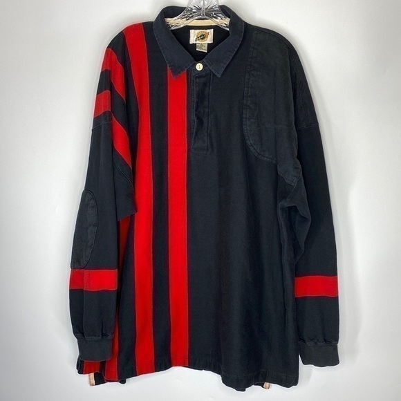 Field Gear Other - Vintage Field Gear Black Red Long Sleeve Polo Shirt 2X Korea